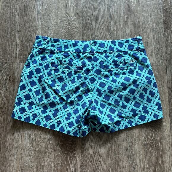 Vineyard Vines Dayboat Lattice Shorts Size 2 Green Blue Low Rise 3" Inseam - Picture 5 of 5